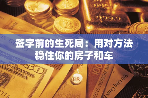 武汉签字前的生死局：用对方法稳住你的房子和车